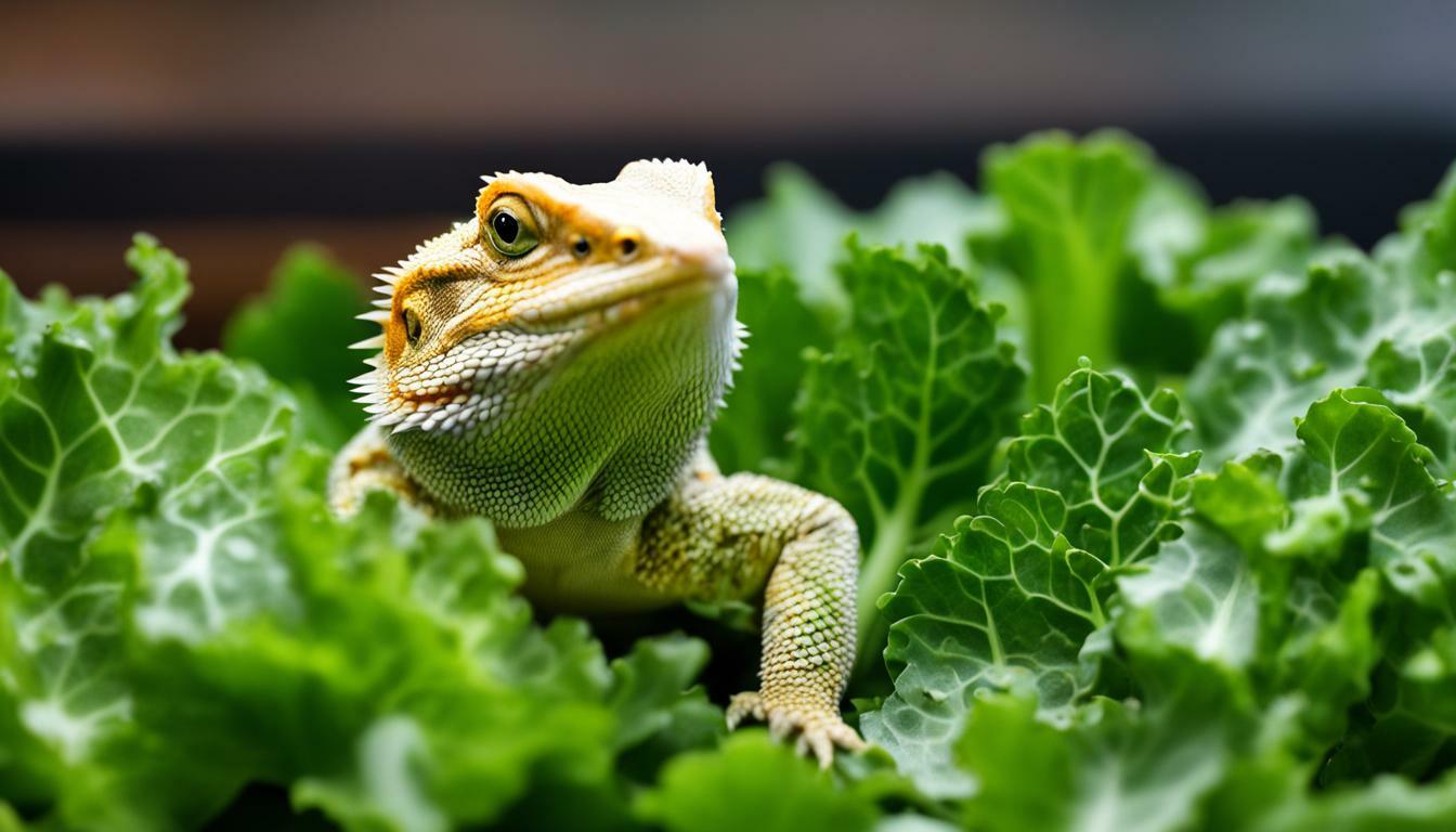 Bearded Dragon Eating Broccoli Leaves