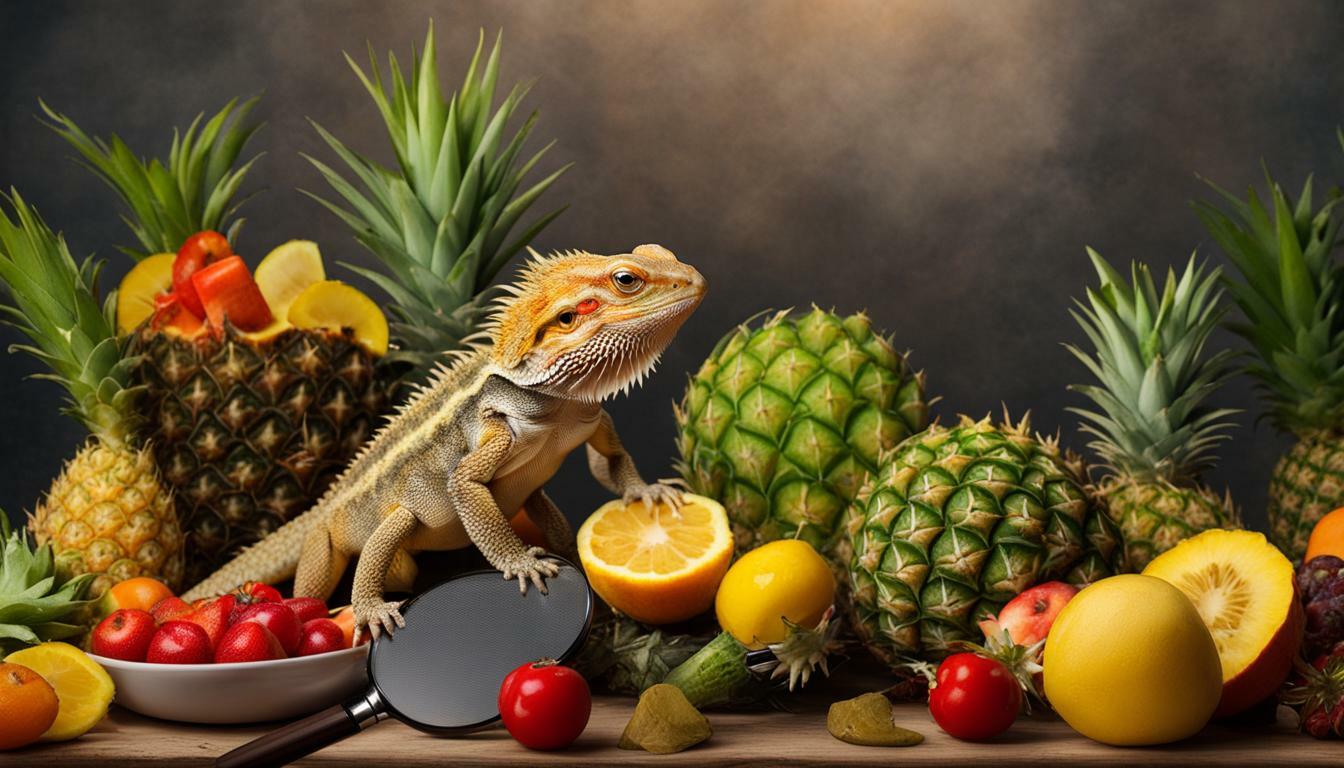 Bearded dragon eating pineapple